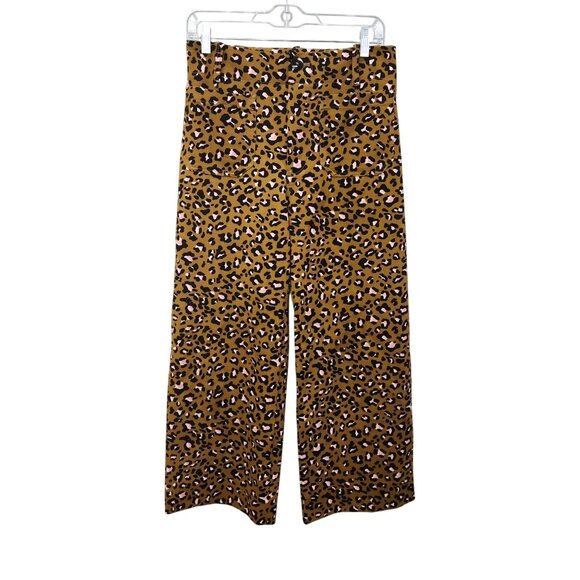 Maeve By Anthropologie Leopard Print High-Waisted Wide-Leg Pants Size 28 - Picture 1 of 9